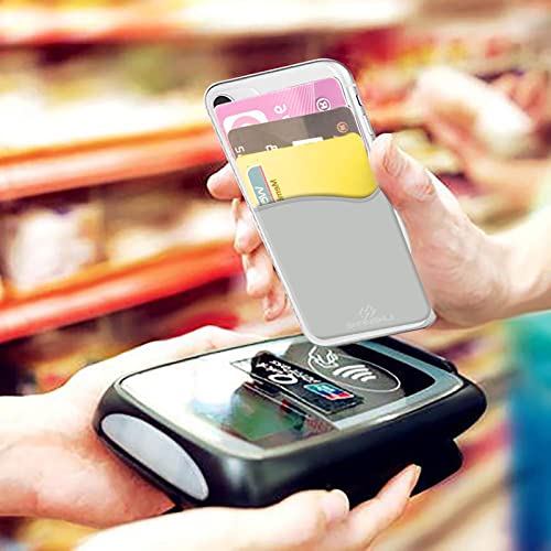 SHANSHUI Card Holder for Phone Case, 3 Pack Phone Wallet Stick on Silicone Credit Card Holder Pocket Pouch Compatible for iPhone, Android & Most Smartphones - color: Black, Whie, Grey