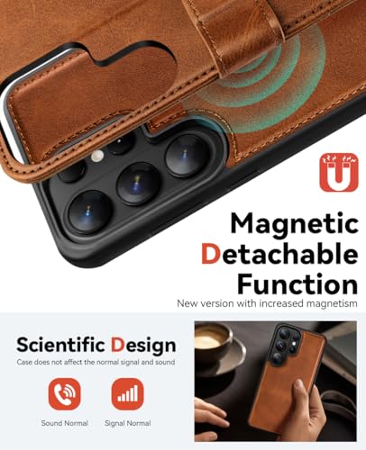 OCASE for Samsung Galaxy S26 Ultra Detachable Wallet Case with Card Holder, [2 in 1] PU Leather Flip Folio Case with RFID Blocking Stand Wrist Strap Shockproof Phone Cover 2026, Brown - color: Brown, size: Samsung Galaxy S26 Ultra