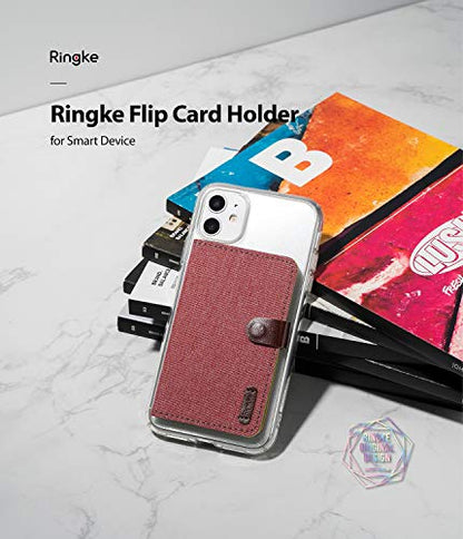 Ringke Flip Card Holder ID Adhesive 3M Premium Stick Fashion Multi-Card Slot Wallet Case Credit Card Cash Pouch Attachment Compatible with Most Smartphones, Android and More - Red - color: 1-Magnetic Red
