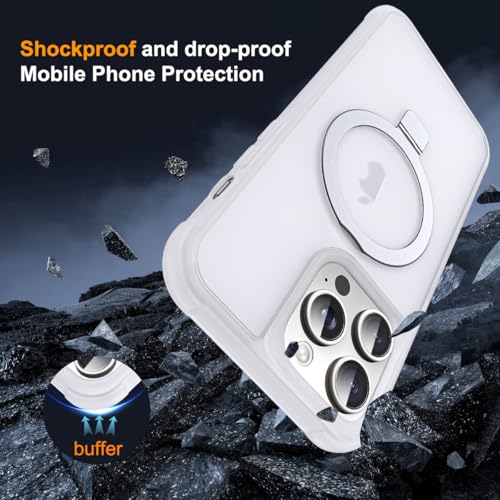 SKYLMW Compatible with iPhone 14 Pro Case with Stand,Translucent | iPhone 14 Pro Phone Case 6.1",Magnetic Ring Stand,Compatible with MagSafe,Military-Grade Protection,Great Grip Feeling - color: Translucent, size: Iphone 14 Pro