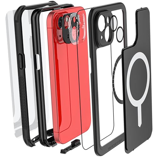 Ghostek Nautical iPhone 15 Waterproof Case with Holster Clip - Screen & Camera Protector, MagSafe Compatible, Heavy Duty Protection (6.1 Inch, Black) - color: Black, size: iPhone 15