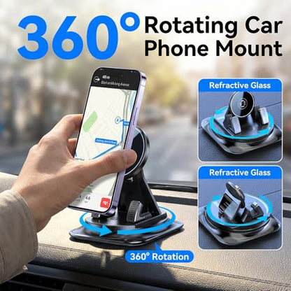 Car Phone Holder 360 Degree Rotation, 2026 New Dashboard Phone Holder, Adjustable Universal Car Phone Mount for Car Magnetic Interiorcar Navigation Mount for Drivers (1PC)