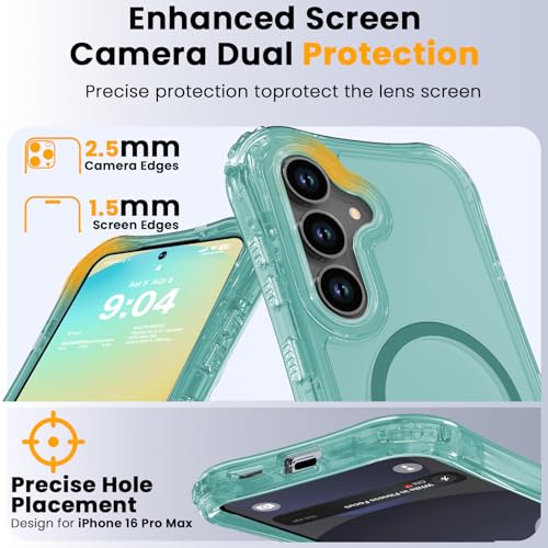WRJ Magnetic Clear for Samsung Galaxy S26 FE Case,Samsung S25 FE Case [Fit for MagSafe][Military Grade Drop Protection] Translucent Shockproof Protective Phone Case-Jade Green - color: Jade Green, style: Transparent