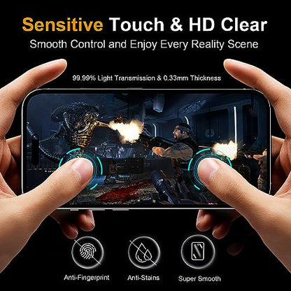 QHOHQ 3 Pack Privacy Screen Protector for iPhone 15 Pro [6.1 Inch] with 3 Pack Camera Lens Protector, Anti Spy Tempered Glass Film, 9H Hardness, HD, Bubble Free, Case Friendly - Black - size: iPhone 15 Pro 6.1 Inch