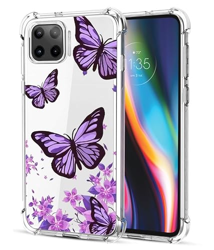 for Moto One 5G Ace Case, Moto G 5G Case, Slim Flexible TPU for Girls Women Airbag Bumper Shock Absorption Rubber Soft Silicone Case Cover Fit for Motorola Moto One 5G Ace (Flower Butterfly) - color: Flower Butterfly