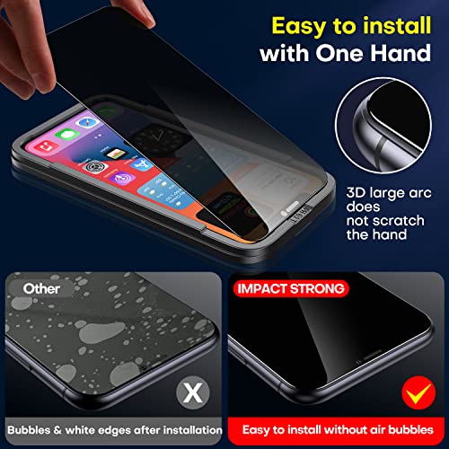 ImpactStrong Anti-Spy Privacy Screen Protector for iPhone 12 Pro Max (6.7-Inch), 9H Tempered Glass, Shatter-Resistant, Anti-Scratch, Easy Install Kit, Case Friendly, 2-Pack - size: iPhone 12 Pro Max