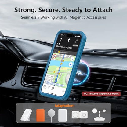 TUTUKII Magnetic for iPhone iPhone 15, 14 & 13 Case with Belt Clip Holster Dark Blue - color: Blue with Clip