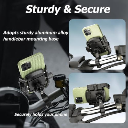 LOKTENWO Bike Motorcycle Phone Mount with Aluminum Alloy Mounting Base