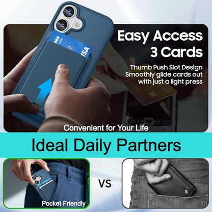 Magnetic for iPhone 16 Wallet Case, Deep Blue - color: Deep Blue, size: iPhone 16