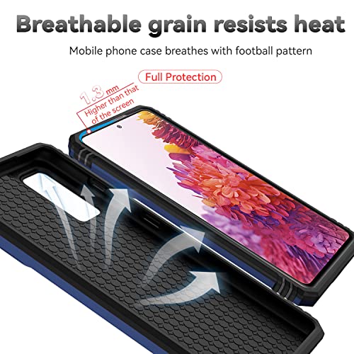 for Samsung Galaxy S20 FE 5G Case with Camera Lens Cover HD Screen Protector, Military-Grade Drop Tested Magnetic Ring Holder Kickstand Protective Phone Case for Samsung Galaxy S20 FE 5G (Navy Blue) - color: Navy Blue with camera cover Military-Grade 2nd