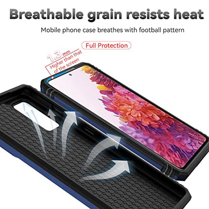 for Samsung Galaxy S20 FE 5G Case with Camera Lens Cover HD Screen Protector, Military-Grade Drop Tested Magnetic Ring Holder Kickstand Protective Phone Case for Samsung Galaxy S20 FE 5G (Navy Blue) - color: Navy Blue with camera cover Military-Grade 2nd