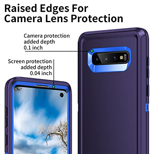 for Galaxy S10 Case,[Without Screen Protector] Heavy Duty Shockproof Dust/Drop Poof 3 Layers Full Bady Protection Rugged Cover Case for Galaxy S10,Dark Blue - color: Dark Blue