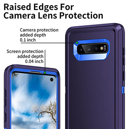 for Galaxy S10 Case,[Without Screen Protector] Heavy Duty Shockproof Dust/Drop Poof 3 Layers Full Bady Protection Rugged Cover Case for Galaxy S10,Dark Blue - color: Dark Blue