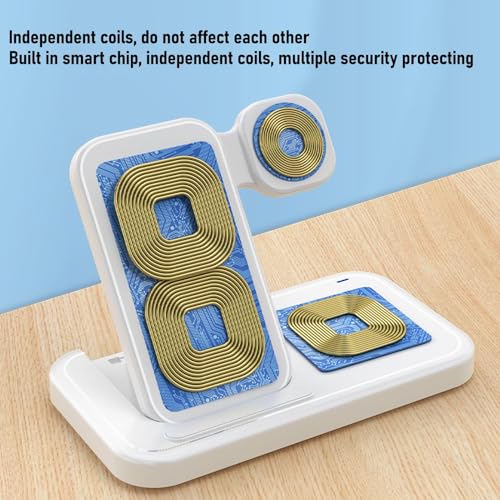 VBESTLIFE 4 in 1 Wireless Charging Station, 15W Fast Charger for Phone Watch Earbuds with Foldable Design for Travel Work Home