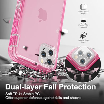 Follaroma for iPhone 11 Pro Max Case, 6.5 inch, Crystal Pink | Heavy Duty Shockproof Protection Phone Cases, Anti-Drop, Military Grade Dual Layer Transparent Rugged Protective Cover - color: Pink, size: iPhone 11 Pro Max 6.5‘’