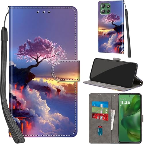 Case Wallet for Motorola Moto G Power 2025/2026, Pink Tree | Kickstand, 3 Card Holder, Shockproof TPU Interior Shell, PU Leather, Magnetic Flip Cover, Lanyard Strap - color: Pic:07