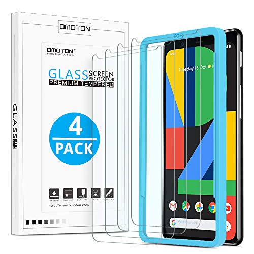 OMOTON [4 Pack Screen Protector for Google Pixel 4 (5.7 Inch), Tempered Glass/Scratch Resistant/Only Cover Display Area - size: Pixel 4-5.7 inch