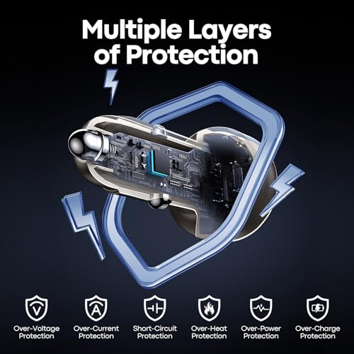 63W USB C Car Charger, Dual Port, 45W PD Fast Charging + 18W USB A, Zinc Alloy, with USB-C to C Cable, Compatible with iPhone 17/16/15/14, Galaxy S26/S25