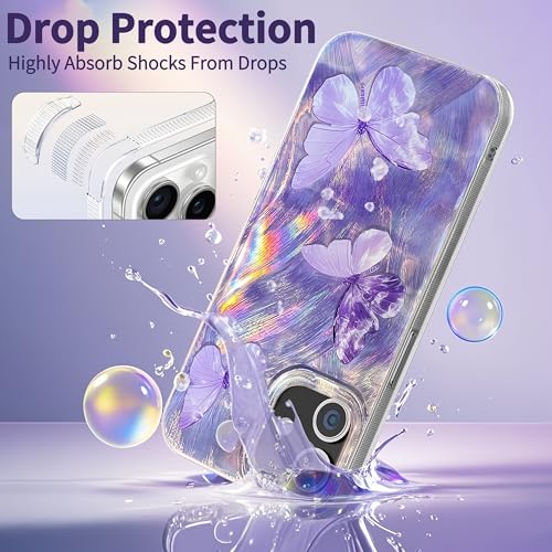 Compatible with iPhone 11 Case,with [Shockproof Protective][Camera Protection] Cute Butterfly Aesthetic Phone Cover Anti-Yellowing Soft Slim Cover for Women Girl-Purple - color: Purple Butterfly, size: iPhone 11