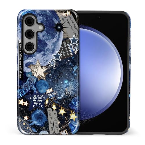 for Samsung Galaxy S24 Case, Shockproof 2-in-1 Double Protective Cover for Women Girls Men Boys, Exquisite Design Anti Scratch Stylish Phone Case Aesthetic, Blue Galaxy Star Collage - color: Blue Galaxy Star Collage, size: Galaxy S24