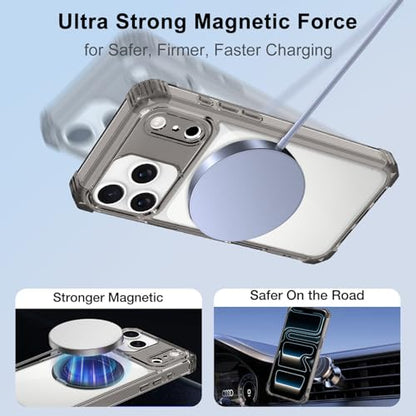 Clear Case for iPhone 17 Pro Max with Stand Compatible with MagSafe | Military Grade Heavy Duty Cover with 360 Rotatable Ring Kickstand -260417 - color: Clear Black, size: iPhone 17 Pro Max