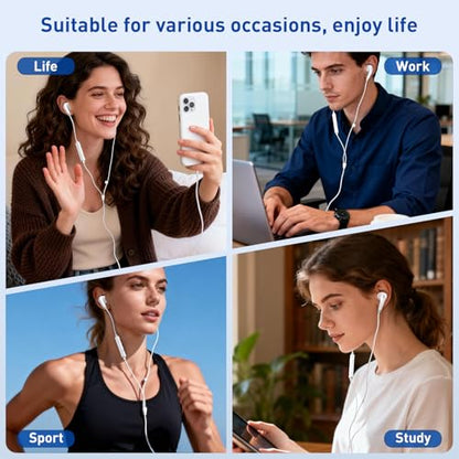 USB C Headphones, 2 Pack Wired Earbuds, Type C Headphones with Microphone