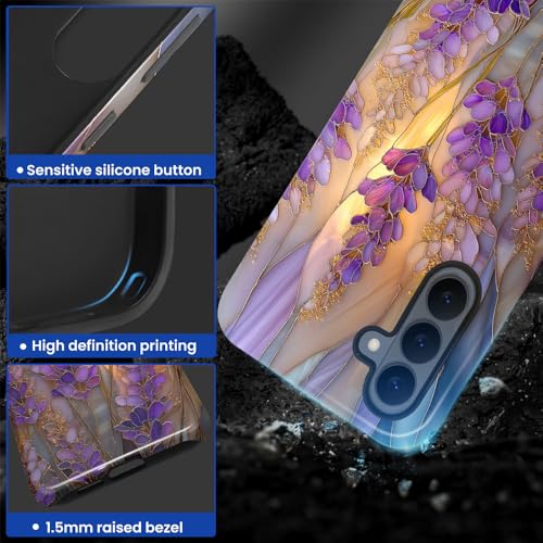 Compatible with Samsung Galaxy S26 Plus Case,Glossy Case All-Round Protection Shockproof Anti-Scratches TPU Cover,Cases for Man Woman-Stained Glass Lavender in Bloom - color: Stained Glass Lavender in Bloom, size: Galaxy S26 Plus
