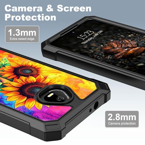for Schok Volt Sv67q Sv67332 Case with Screen Protector, Military Grade Drop Protection, Dual Layer Hybrid Shockproof Protection TPU Phone Case for Schok Volt Sv67q, Three Sunflowers - color: Three Sunflowers