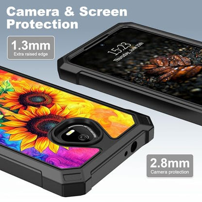 for Schok Volt Sv67q Sv67332 Case with Screen Protector, Military Grade Drop Protection, Dual Layer Hybrid Shockproof Protection TPU Phone Case for Schok Volt Sv67q, Three Sunflowers - color: Three Sunflowers