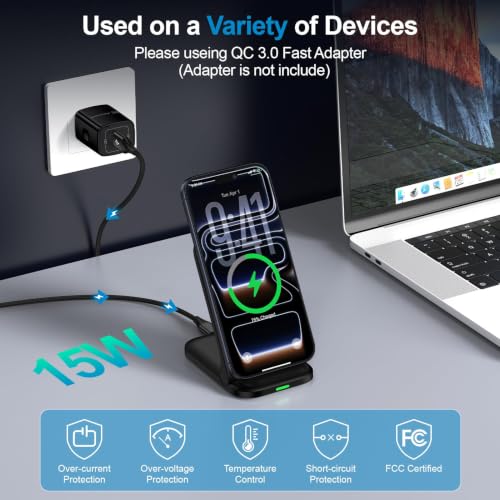 Foldable Wireless Charger Samsung S26 Ultra Wireless Charging Station 15W - color: Black