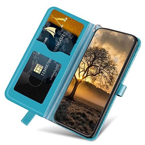 Wallet Case for Google Pixel 6A with Card Holder/Slot,PU Leather Folio Flip Shell [Kickstand][Magnetic Closure][Wrist Strap] Shockproof Cover Fit Google Pixel 6A, Turquoise - color: Turquoise, size: Google Pixel 6A