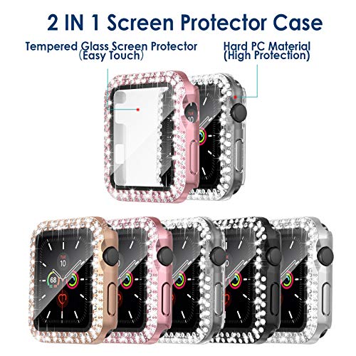 Simpeak 5-Pack Women Bling Screen Protector Case Compatible with Apple Watch 38mm 40mm 41mm 45mm Series 11 42mm 46mm, Screen Case Compatible with iWatch Series 11 10 9 8 7 6 5 4 3, 42mm(Series 1/2/3) - size: 42mm(Series 1/2/3)