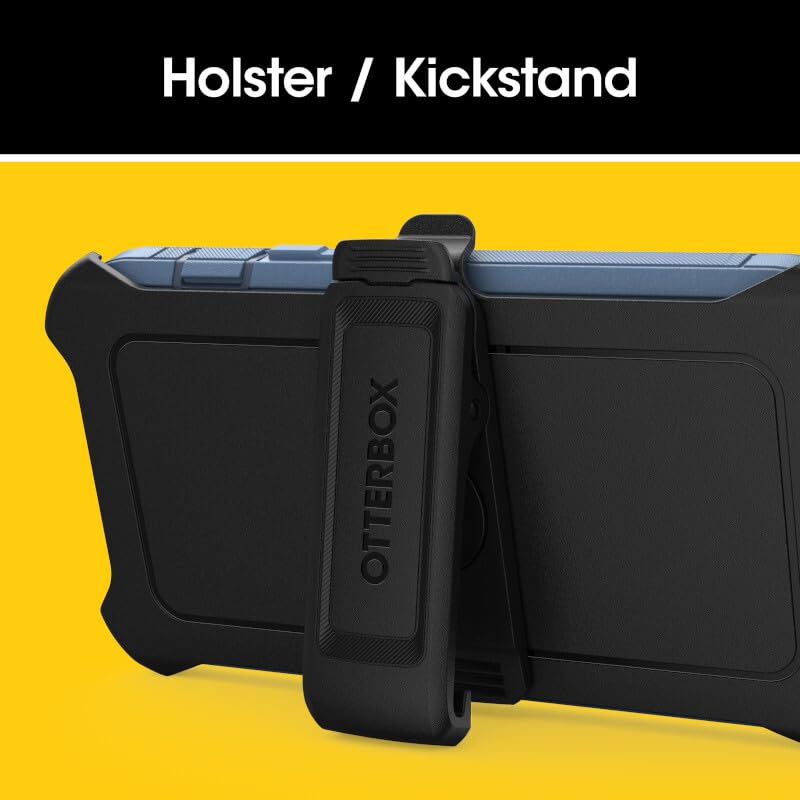 OtterBox iPhone 17e & iPhone 16e (Only) - Defender Series Case - Baby Blue Jeans (Blue) - Screenless - Rugged & Durable - with Port Protection - Holster Clip Includes - Microbial Defense Protection - color: Baby Blue Jeans (Blue), style: Non-MagSafe