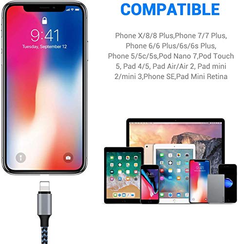 Sundix iPhone Charger, 3Pack 9ft Lightning Cable iPhone Charger Cable Nylon Braided Charging Cord Compatible iPhone 14/13/12/12Pro/12ProMax/11/11Pro/11Pro MAX/XS/XS MAX/XR/X/8/8Plus/7/7Plus and More