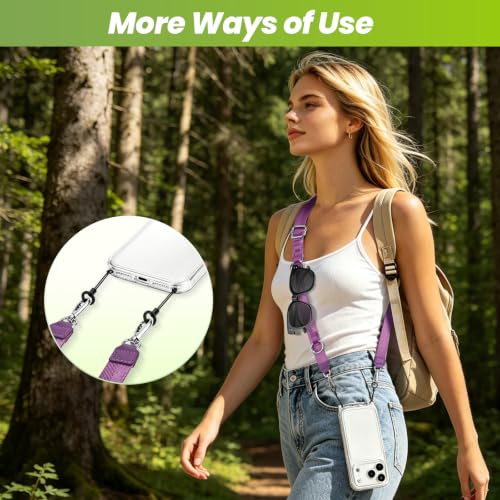 takyu Multifunctional Phone Lanyard, 3 in 1 Cell Phone Detachable Adjustable Crossbody Strap & Neck Lanyard & Wrist Lanyard with 2x Tether Tab for Most Smartphones, Outdoor Travel Essential Purple - color: Purplex1