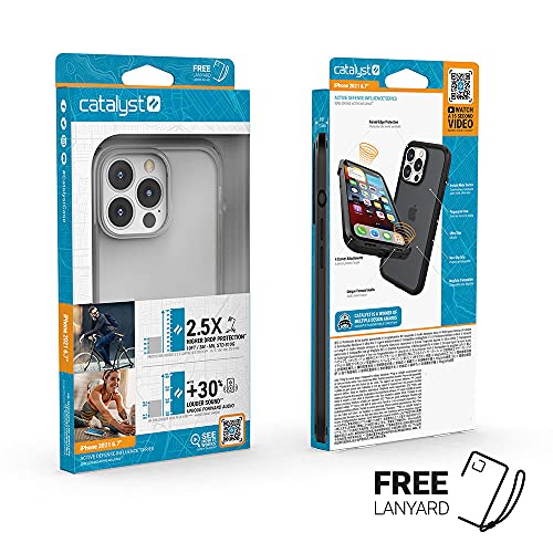 Catalyst iPhone 13 Pro Max Case Influence Series Slim Case, Finger-Print Safe Cases, Drop Proof Phone, with Lanyard (Clear)