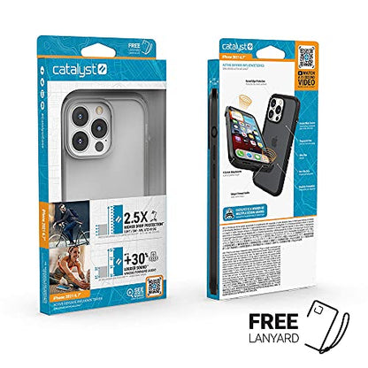 Catalyst iPhone 13 Pro Max Case Influence Series Slim Case, Finger-Print Safe Cases, Drop Proof Phone, with Lanyard (Clear)