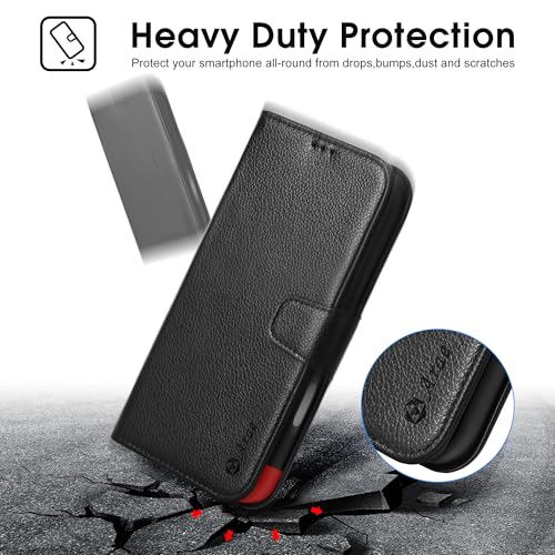 Arae Compatible with iPhone 17 Pro Max Case Wallet with Card Holder, Wristlet Strap Wallet Flip Cover for iPhone 17 Pro Max 6.9 inch Men/Women, RFID Blocking, Kickstand, Litchi Black - color: Litchi Black, size: iPhone 17 Pro Max 6.9 inch