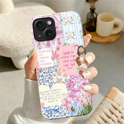 Case Designed for iPhone 13 14, Hybrid 2-Layer Case, Military-Grade Protection Durable Shockproof Anti-Scratch Phone Case, Pink Blue Jesus Collage - color: A Pink Blue Jesus Collage, size: Iphone 13/14