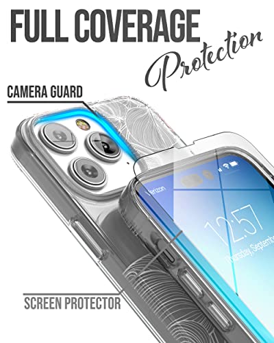 ENCASED Hand Strap Case Designed for iPhone 14 Pro Max Case with Finger Loop Grip and Screen Protector (White Lace Leaf) - color: Lace Leaf
