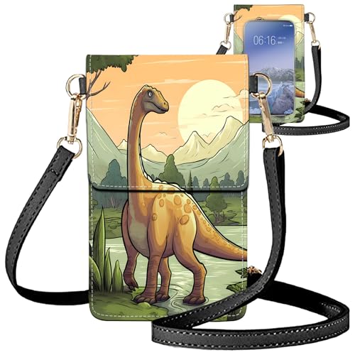 for Women Cell Phone Purse,with Touchscreen Cell Phone Purse,PU Leather Shoulder Bag Waterproof Phone Wallet Case with Clear Touch Screen Window up to 6.7 inch Smartphone, - color: Forest Dinosaur -245