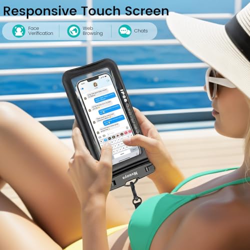 Niveaya Floating Waterproof Phone Pouch, IP68 Waterproof Phone Case with Lanyard for iPhone 17 16 15 Pro Max, Galaxy S25 24 Ultra, Cellphone Dry Bag Beach Cruise Essentials(up to 8.5"-2 Pack) - color: Black+Green
