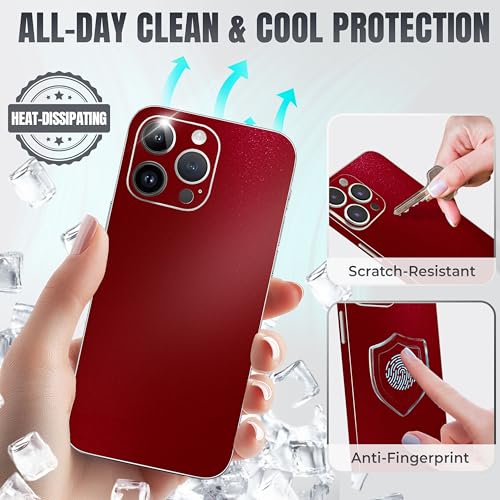2Pcs Skin Wrap Compatible for iPhone 15 Pro – Slim Decal Vinyl Protective Film for Sides & Back – Sleek Fit, Premium Look – Compatible with All iPhone 15 Pro Cases - Glossy Cherry Red - color: Glossy Cherry Red