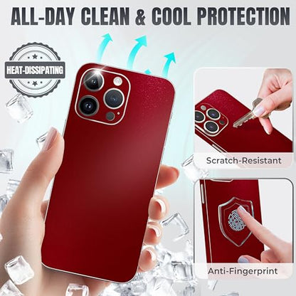 2Pcs Skin Wrap Compatible for iPhone 15 Pro – Slim Decal Vinyl Protective Film for Sides & Back – Sleek Fit, Premium Look – Compatible with All iPhone 15 Pro Cases - Glossy Cherry Red - color: Glossy Cherry Red