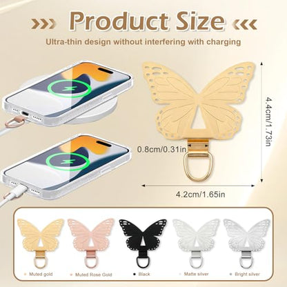 5 PCS Metal Phone Tether Tab, Butterfly Cell Phone Tether Tab