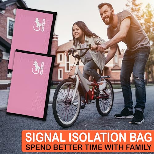 Gecko Travel Tech Faraday Bag Anti-Tracking GPS RFID Car Key Signal Blocker Wallet Shielding Pouch Protective Case for Cell Phone Car Key FOB, Data Privacy, Electronic Device Security (LIGHT PINK) - color: LIGHT PINK