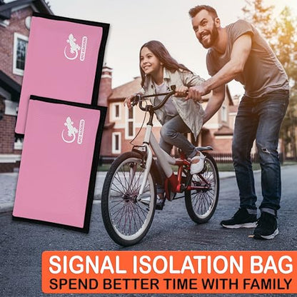 Gecko Travel Tech Faraday Bag Anti-Tracking GPS RFID Car Key Signal Blocker Wallet Shielding Pouch Protective Case for Cell Phone Car Key FOB, Data Privacy, Electronic Device Security (LIGHT PINK) - color: LIGHT PINK