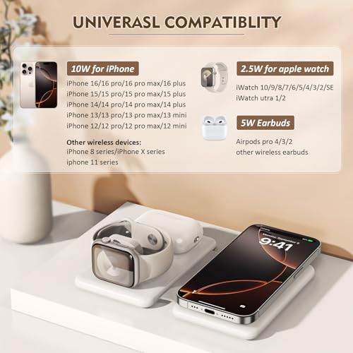 Charging Station for Apple Devices: Magnetic Wireless Charger for iPhone - color: White
