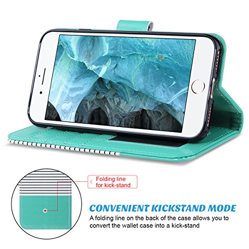ULAK for iPhone SE 3(2022)/SE(2020)/8/7 Wallet Case Card Holder, Minimal | Premium PU Leather Flip Case with Kickstand Card Slots [RFID Blocking] Wrist Strap, Durable Shockproof Cover 4.7 Inch - color: Minimal
