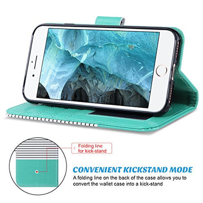 ULAK for iPhone SE 3(2022)/SE(2020)/8/7 Wallet Case Card Holder, Minimal | Premium PU Leather Flip Case with Kickstand Card Slots [RFID Blocking] Wrist Strap, Durable Shockproof Cover 4.7 Inch - color: Minimal